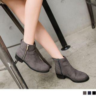 Zipper Chunky Heel Ankle Boots