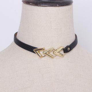 Faux Leather Chain Choker Black & Gold - One Size