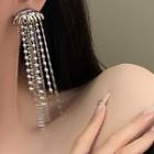 Faux Pearl Chain Drop Earring 1 Pc - Silver - One Size