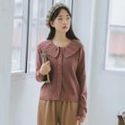 Long-sleeve Collared Knit Cardigan