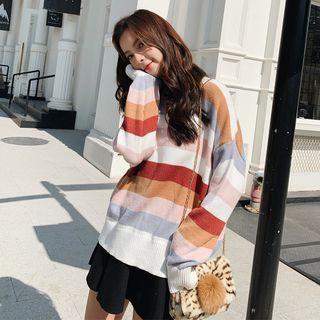 Striped Sweater / A-line Mini Skirt / Set