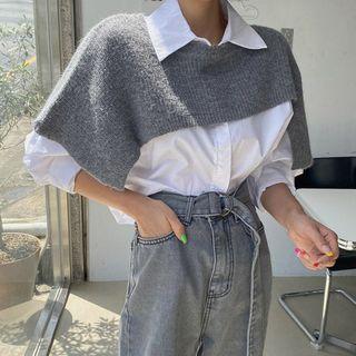 U-shape Cropped Knit Shawl
