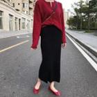 Knit Fitted Midi Skirt