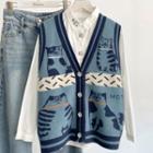 Cat Pattern Button-up Sweater Vest
