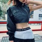 Collared One-shoulder Cropped Pullover