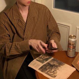 Open-collar Striped Shirt