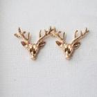 Deer Brooch Pin 1 Pair - Gold - One Size