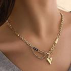 Heart Pendant Chain Necklace Heart - Gold - One Size