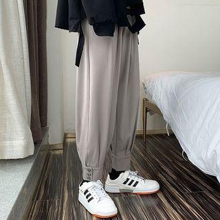 Button-cuff Cropped Pants