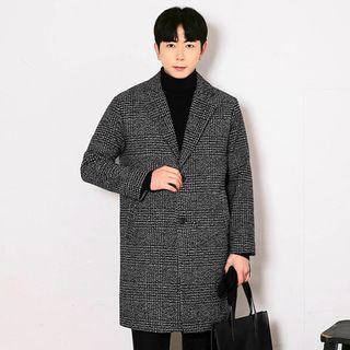 Two-button Glen-plaid Wool Blend Coat