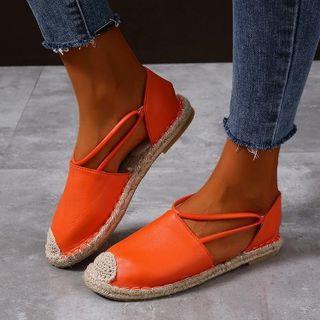 Faux Leather Panel Flat Sandals