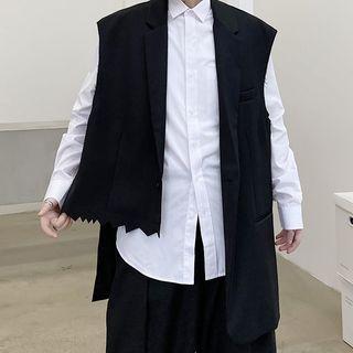 Asymmetric-hem Lapel Vest