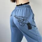Gun Print Wide-leg Jogger Sweatpants