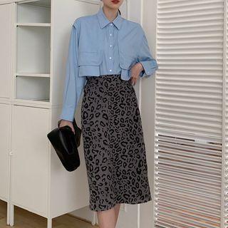 Leopard High-waist Corduroy Skirt