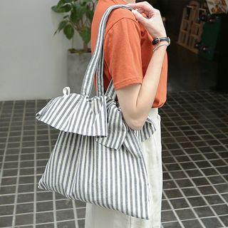 Striped Canvas Shoulder Bag Stripe - One Size
