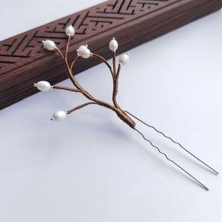 Branches Faux Pearl Alloy Hair Stick White Faux Pearl - Brown - One Size