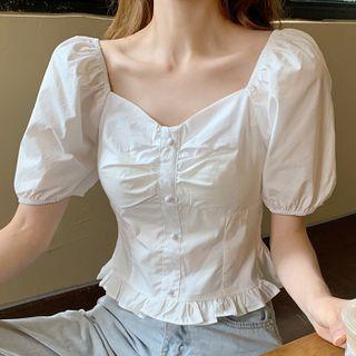 Square-neck Puff-sleeve Shirt