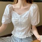 Square-neck Puff-sleeve Shirt
