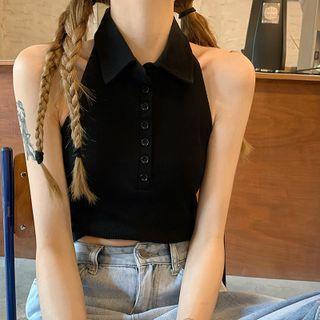 Halter Polo Crop Tank Top