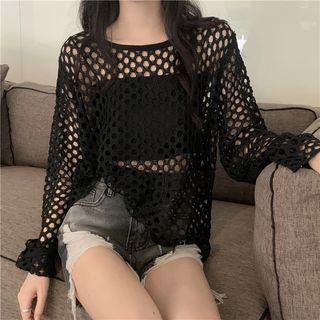 Crewneck Eyelet-knit T-shirt