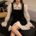 Puff Long-sleeve Mini Shirt Dress / Vest
