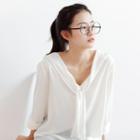 V-neck Long-sleeve Chiffon Blouse