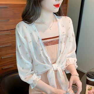 Bell-sleeve Floral Chiffon Jacket