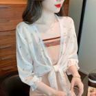 Bell-sleeve Floral Chiffon Jacket