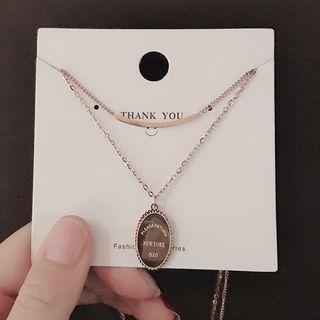 Lettering Tag Pendant Layered Necklace