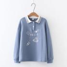 Polo-neck Planet Print Pullover