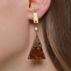 Geometric Drop Earring 01 - 1 Pair - Gold & Brown - One Size