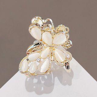 Butterfly Faux Cat Eye Stone Alloy Hair Clamp Ly2513 - White & Gold - One Size