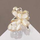 Butterfly Faux Cat Eye Stone Alloy Hair Clamp Ly2513 - White & Gold - One Size