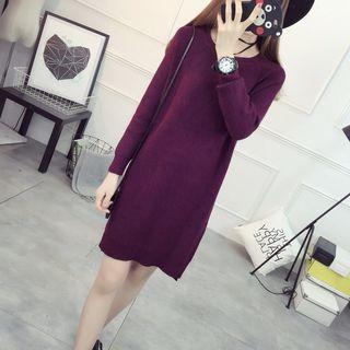 Plain Knit Long Sleeve Dress