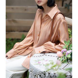 Long-sleeve Satin T-shirt