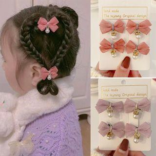 Faux Pearl Bow Hair Clip Set