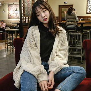 Chunky Puff-sleeve Open Front Cardigan