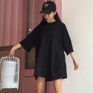 3/4 Sleeve Plain T-shirt Dress