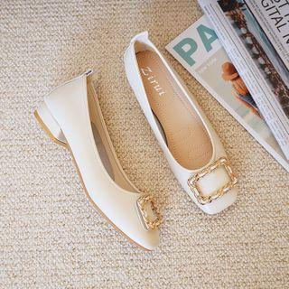 Block Heel Metal-accent Pumps