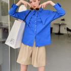Long-sleeve Beaded Flap Shirt