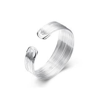 Fashion Exaggerated Line Wide Bangle Silver - One Size