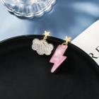 Non-matching Alloy Cloud & Lightning Dangle Earring 1 Pair - S925 Sterling Silver Pin - Non-matching Alloy Cloud & Lightning Dangle Earring - One Size