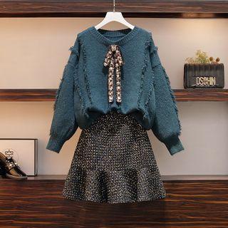 Sweater / Tweed Mini Skirt / Set