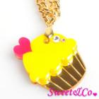 Mini Yellow Cupcake Crystal Gold Necklace