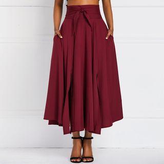 High Waist Pleated Maxi Skirt