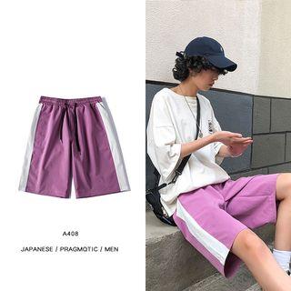 Couple Matching Contrast Trim Wide-leg Shorts