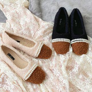 Fleece Two Tone Beaded Flats