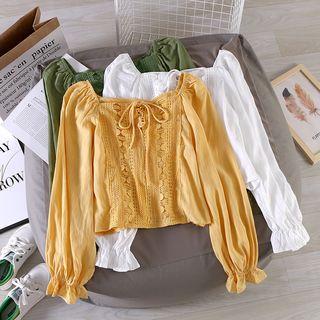 Bell-sleeve Crochet Blouse