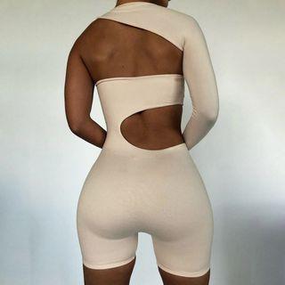 Long-sleeve One-shoulder Cut-out Romper