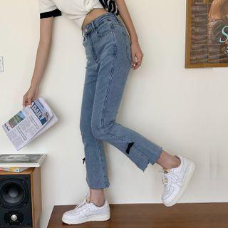 Bow Cropped Boot-cut Jeans
